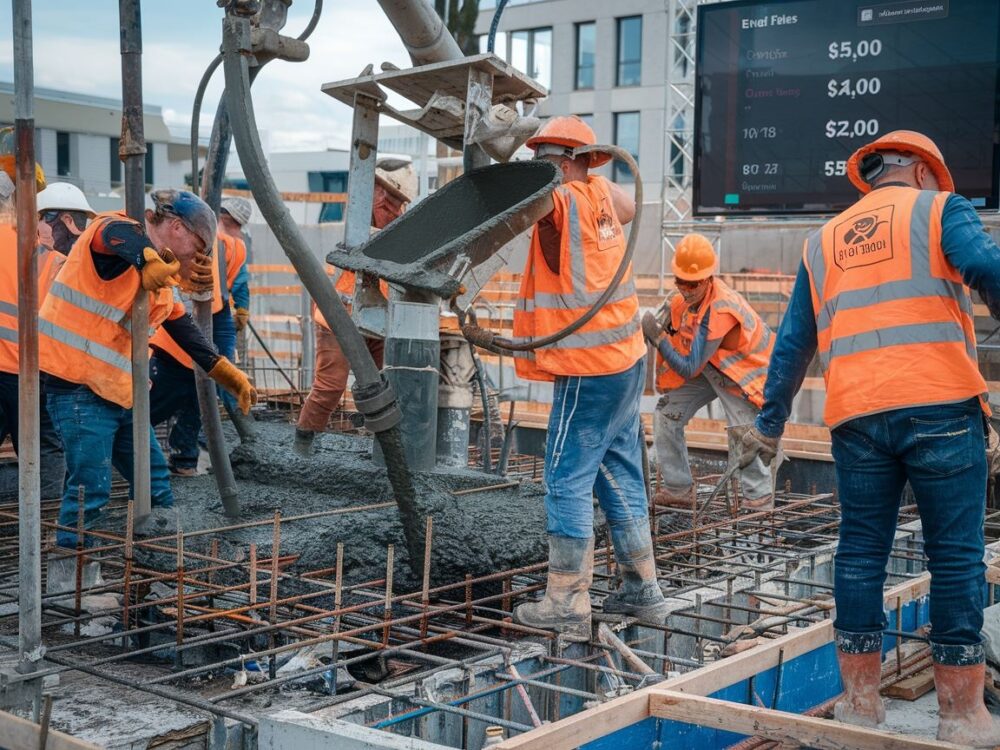 Szalunki drewniane na placu budowy fundamentów
