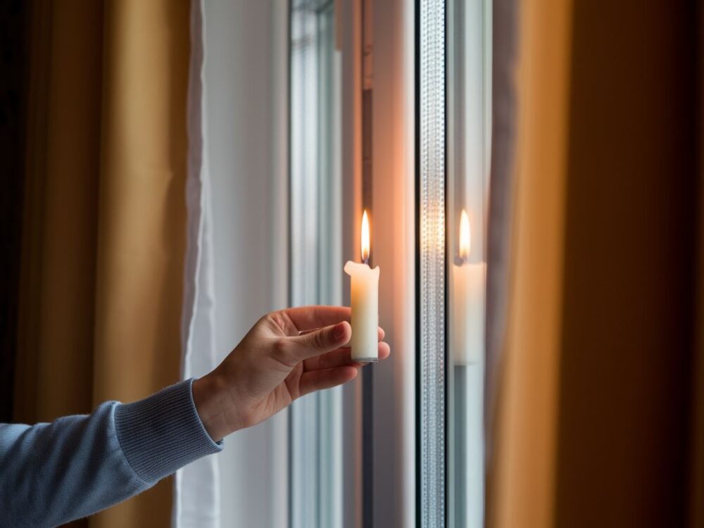 Wykrywanie przeciągów w domu za pomocą płomienia świecy